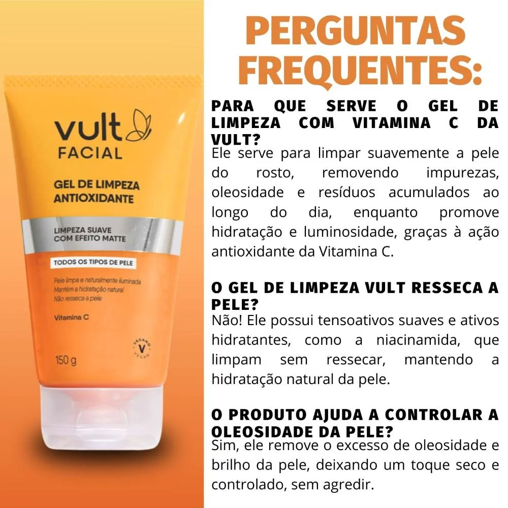 Gel De Limpeza Antioxidante Vult Facial Vitamina C 150g 150g 5