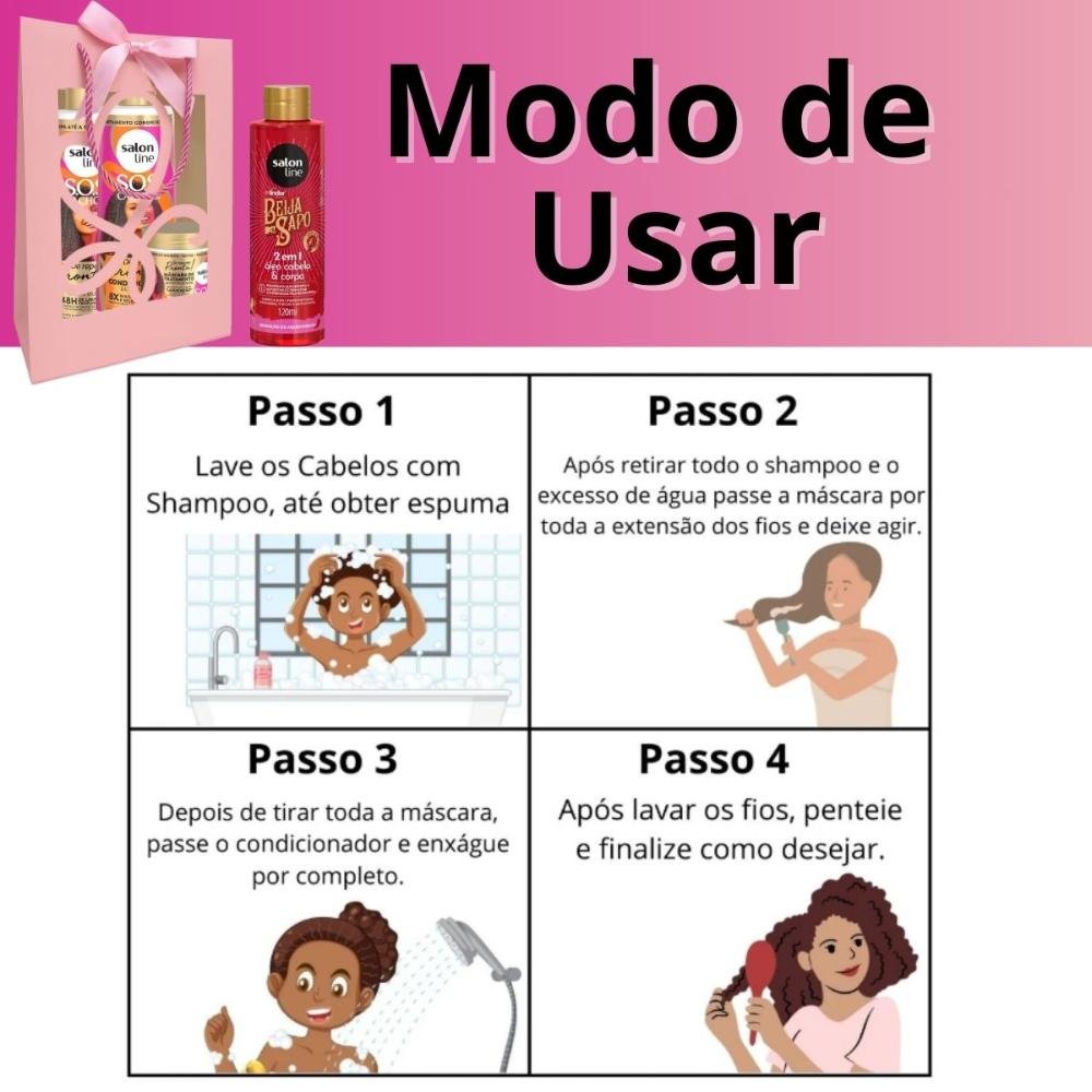 Kit Presente Salon Line De Repente Pronta: Shampo, Condicionador e Máscara + Mimo Exclusivo ÚNICO 4