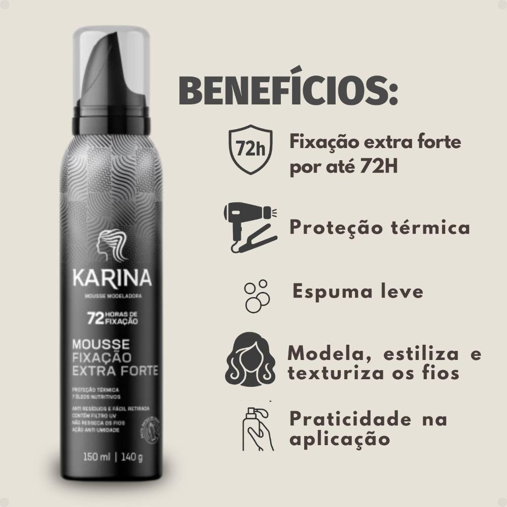 Mousse Modeladora Karina Fixação Extra Forte 150ml 150ml 2