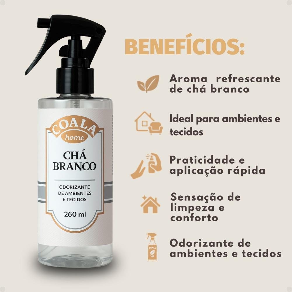 Kit Coala Home: 3 Odorizantes De Ambientes E Tecidos Chá Branco 260ml ÚNICO 2
