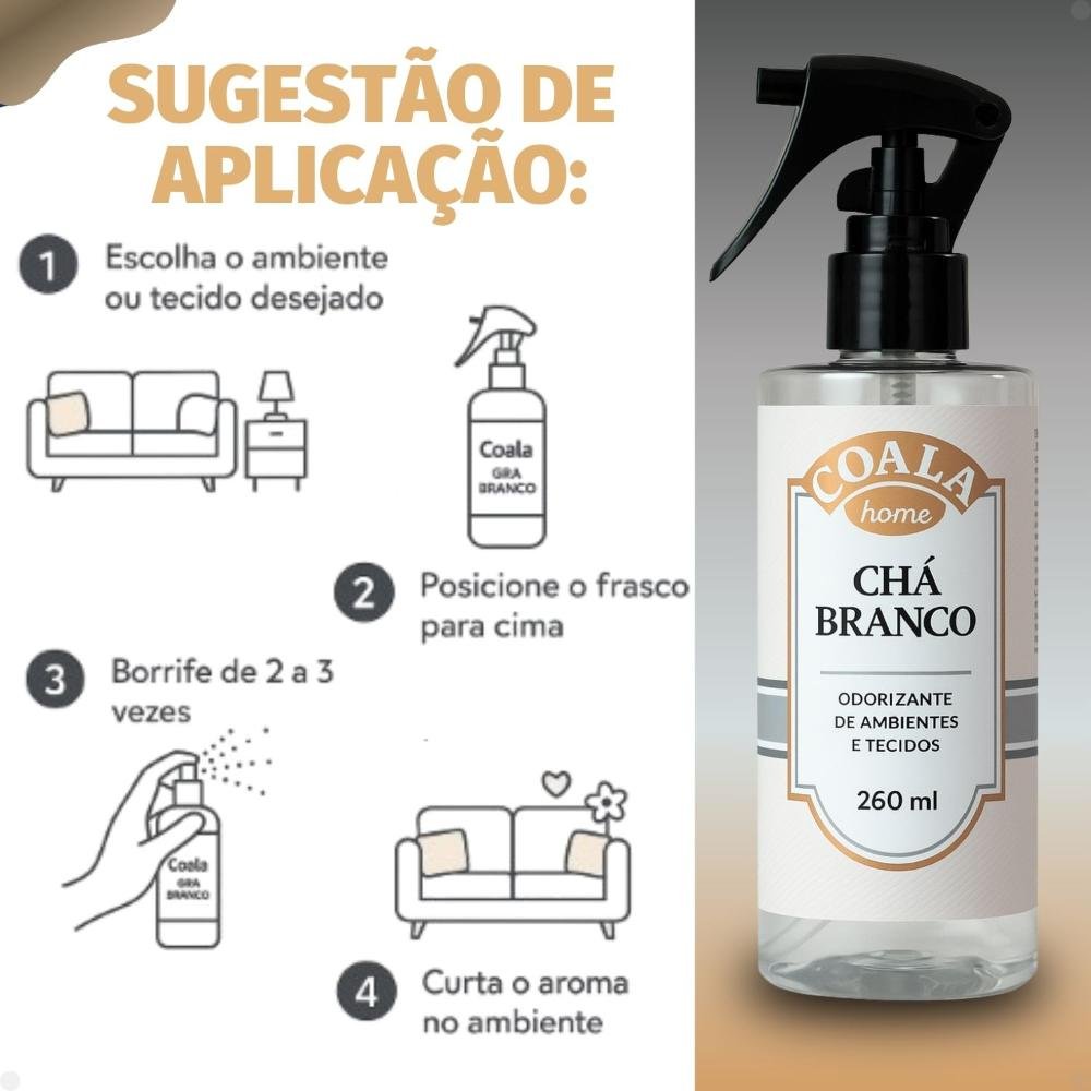 Kit Coala Home: 3 Odorizantes De Ambientes E Tecidos Chá Branco 260ml ÚNICO 4