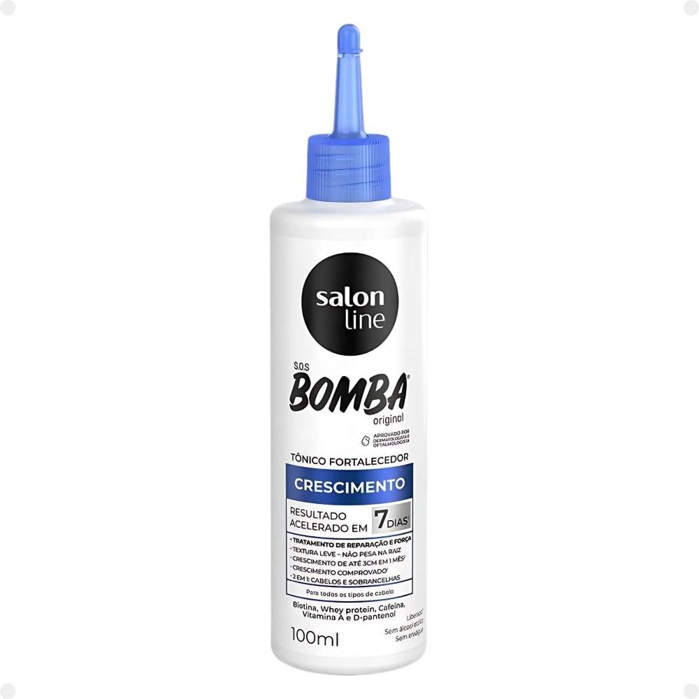 Kit Salon Line SOS Bomba Crescimento Capilar: Shampoo 300ml e Condicionador 200ml + Tônico Fortalecedor 100ml ÚNICO 4