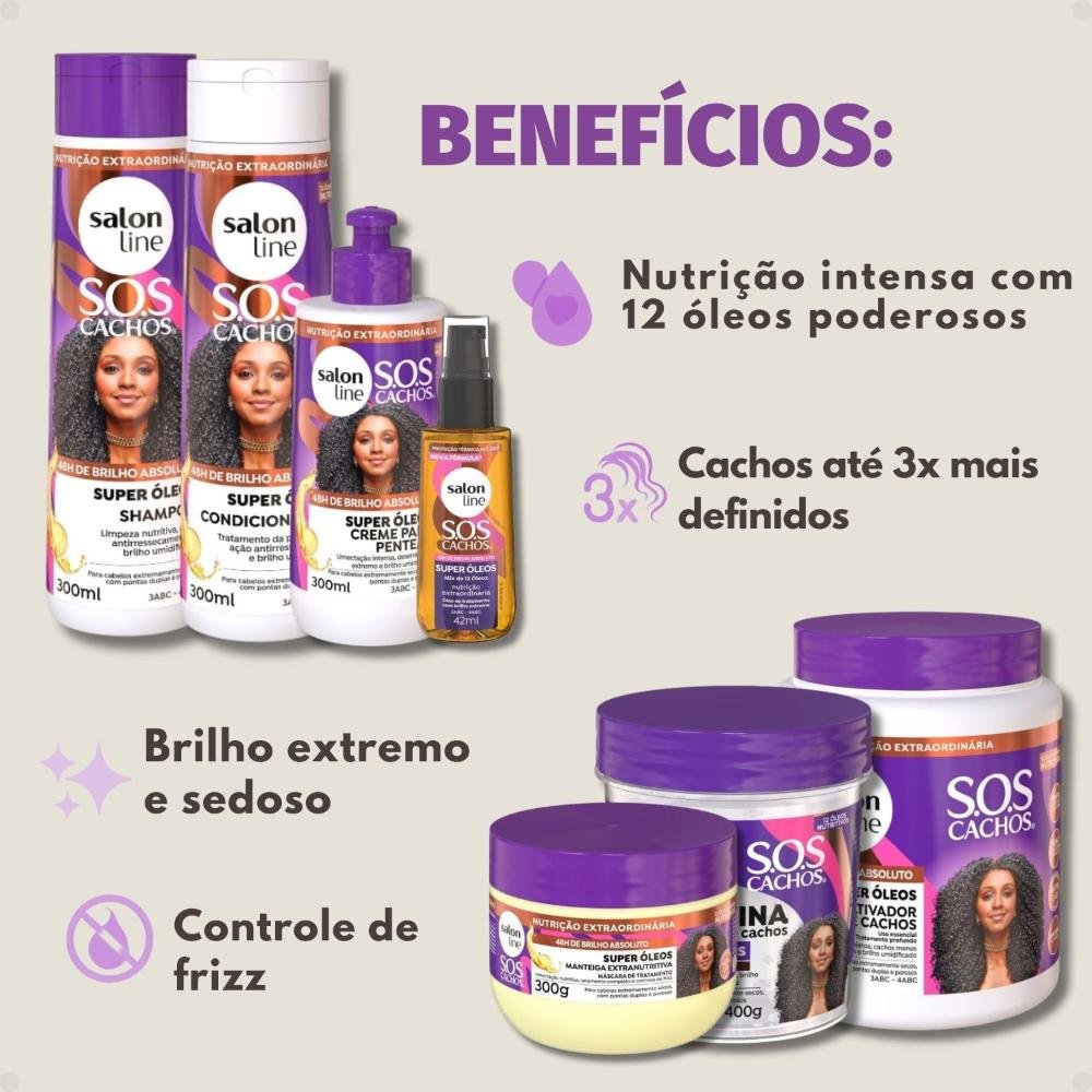 Kit Salon Line SOS Cachos Super Óleos Completo ÚNICO 2