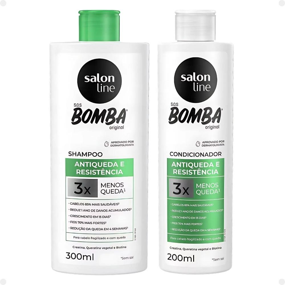 Kit Salon Line SOS Bomba Antiqueda e Resistência: Shampoo 300ml e Condicionador 200ml + Máscara de Tratamento 500g ÚNICO 3