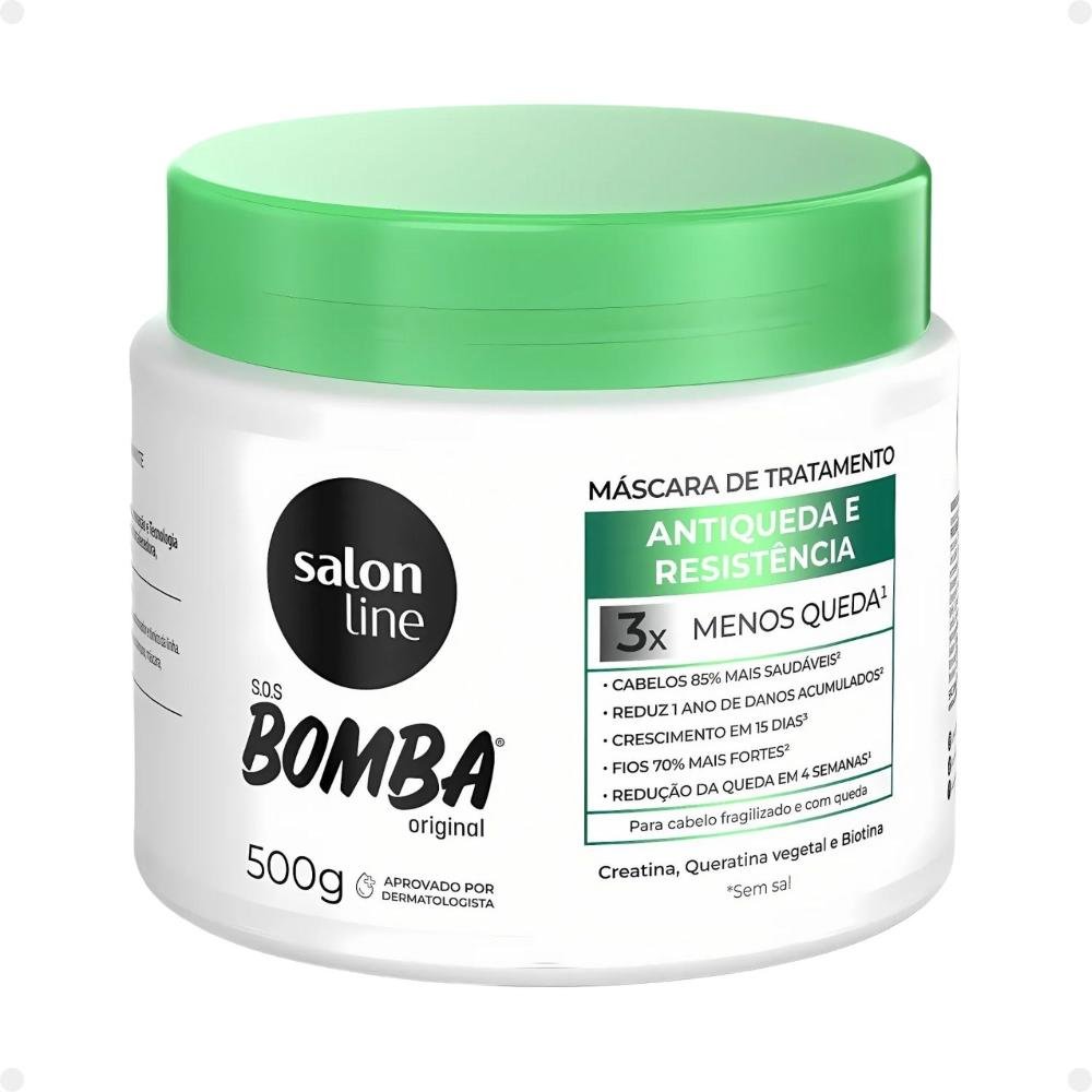 Kit Salon Line SOS Bomba Antiqueda e Resistência: Shampoo 300ml e Condicionador 200ml + Máscara de Tratamento 500g ÚNICO 4