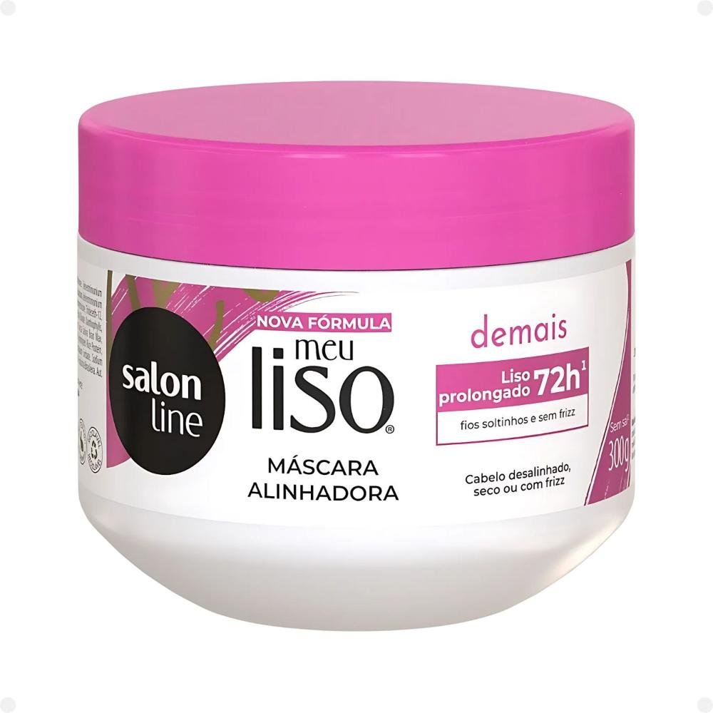 Kit Salon Line Meu Liso Demais Alinhador: Shampoo 300ml e Condicionador 200ml + Creme de Tratamento 300g ÚNICO 5