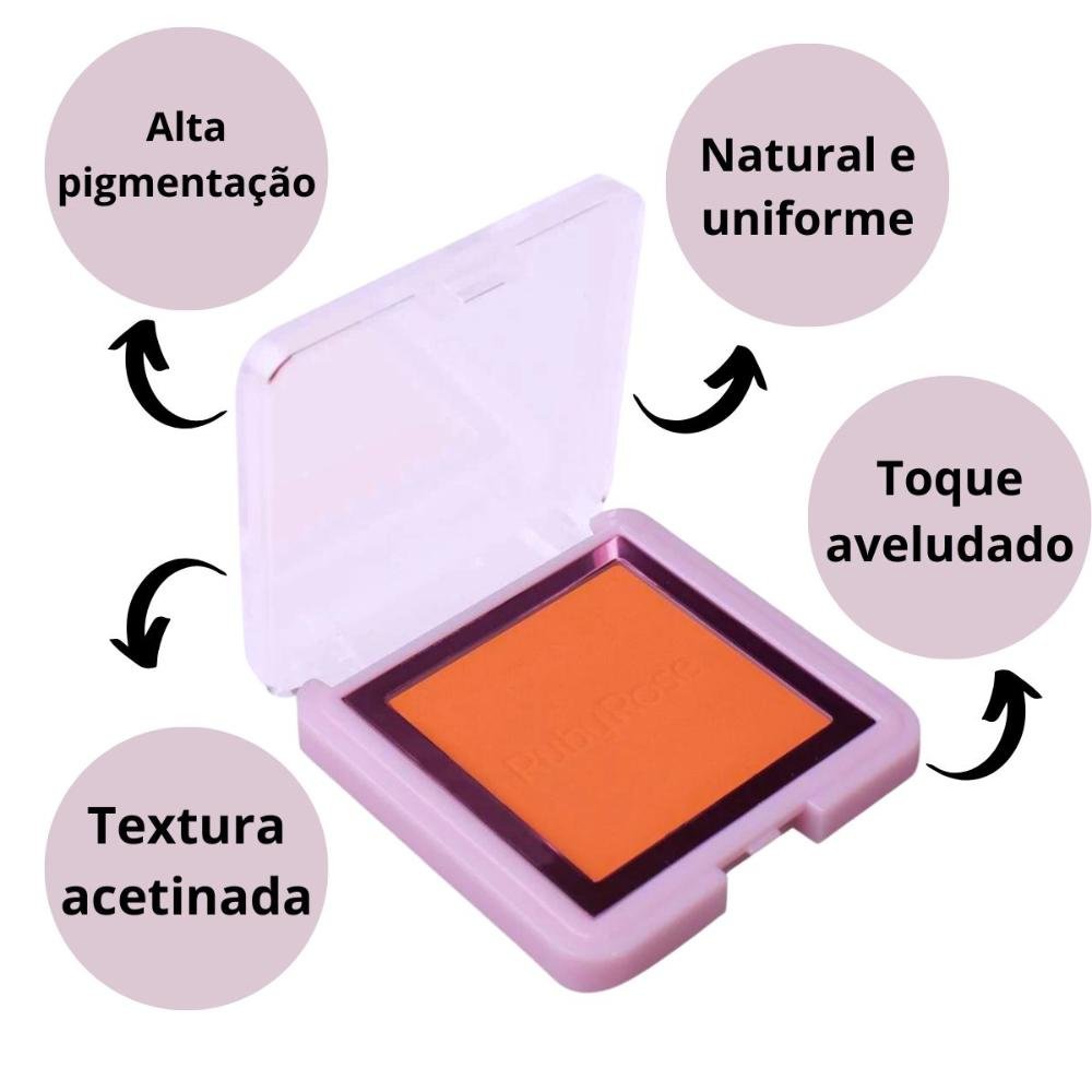 Blush Compacto Ruby Rose Textura Acetinada Bl10 7,3g Cor Bl10 6