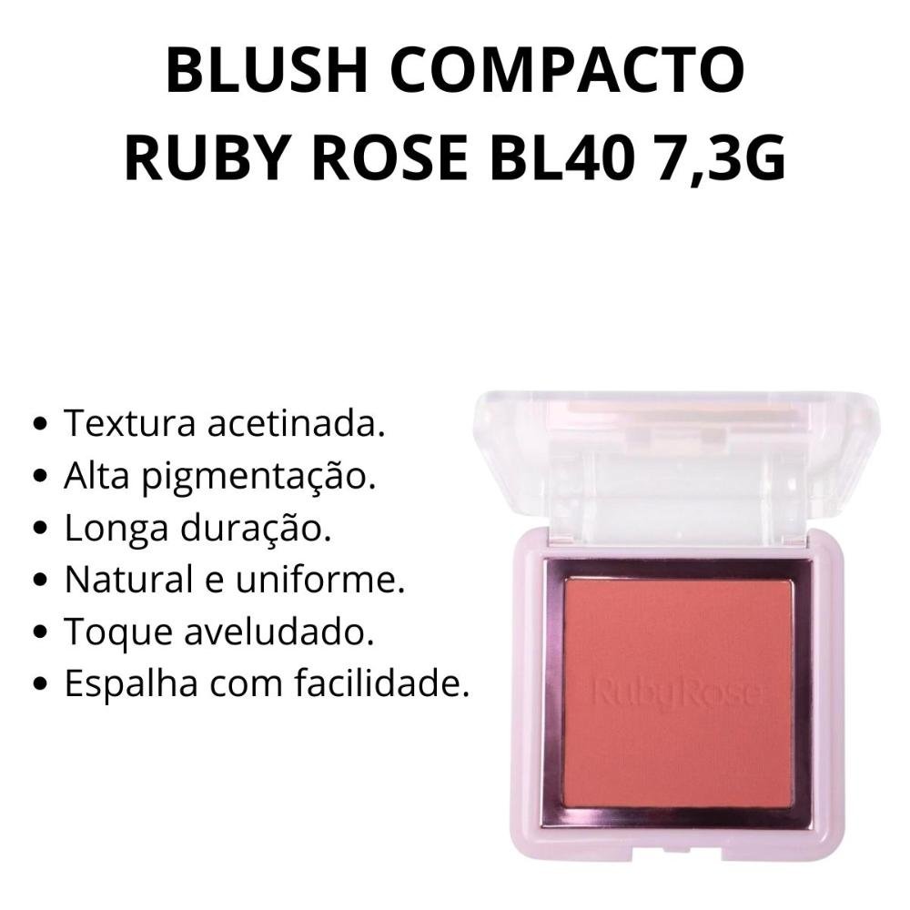 Blush Compacto Ruby Rose Textura Acetinada Bl40 7,3g 7,3g 2