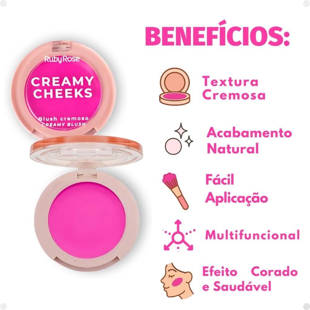 Blush Cremoso Ruby Rose Creamy Cheeks Pink Tint HB-M02-2 5,5g Pink Tint 2