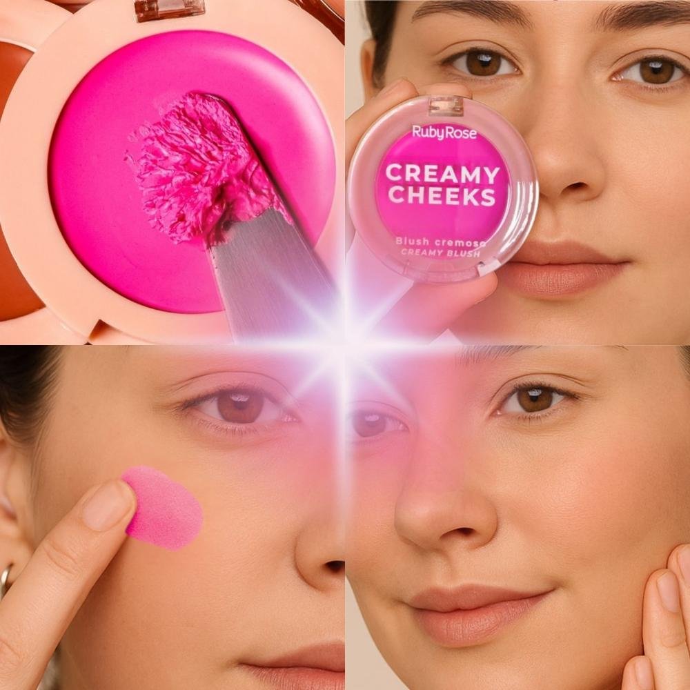 Blush Cremoso Ruby Rose Creamy Cheeks Pink Tint HB-M02-2 5,5g Pink Tint 3