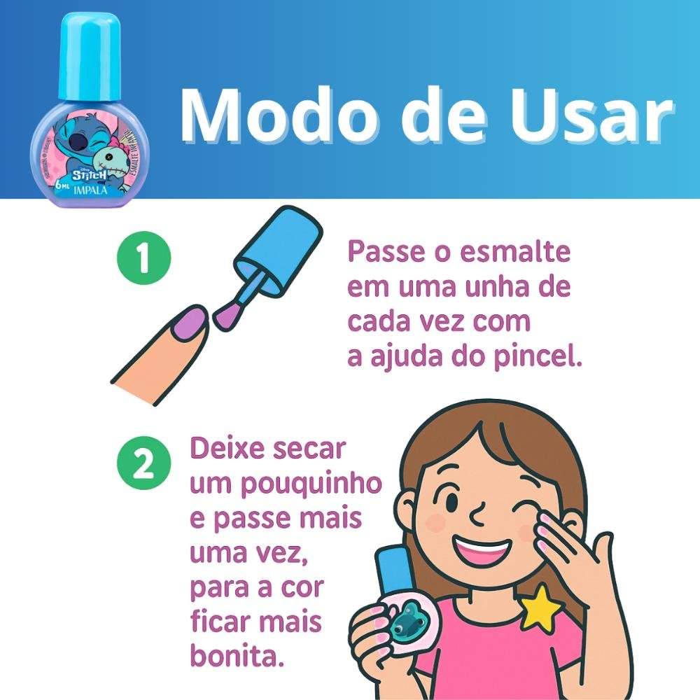 Esmalte Infantil Impala Disney Stitch Ohana Quer Dizer Família 6ml Ohana Quer Dizer Família 4