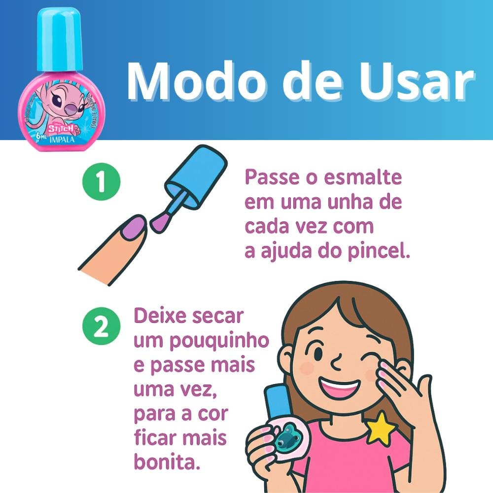 Esmalte Infantil Impala Disney Stitch Amizade de Outro Planeta 6ml Amizade de Outro Planeta 4