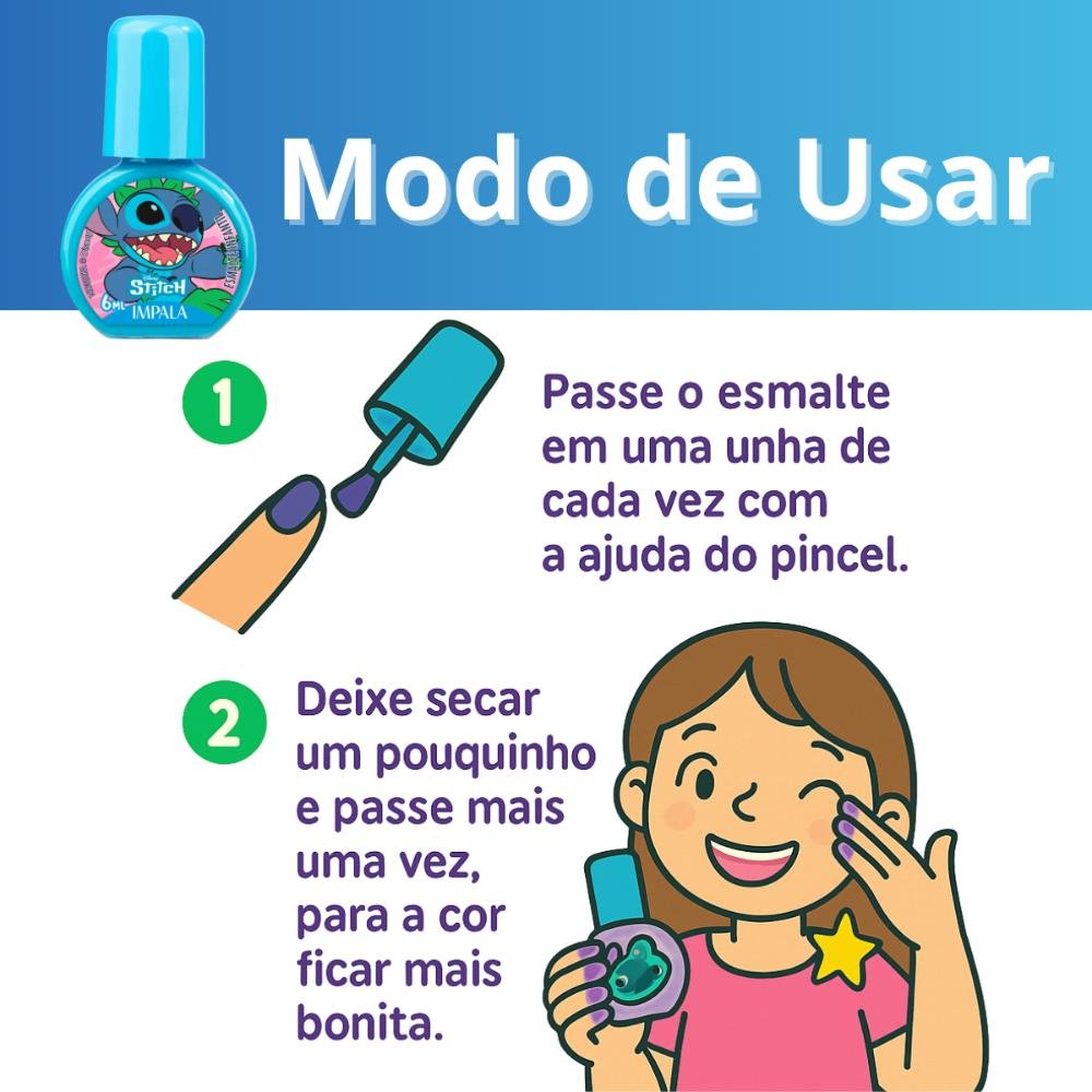 Esmalte Infantil Impala Disney Stitch Aloha 6ml Aloha 4
