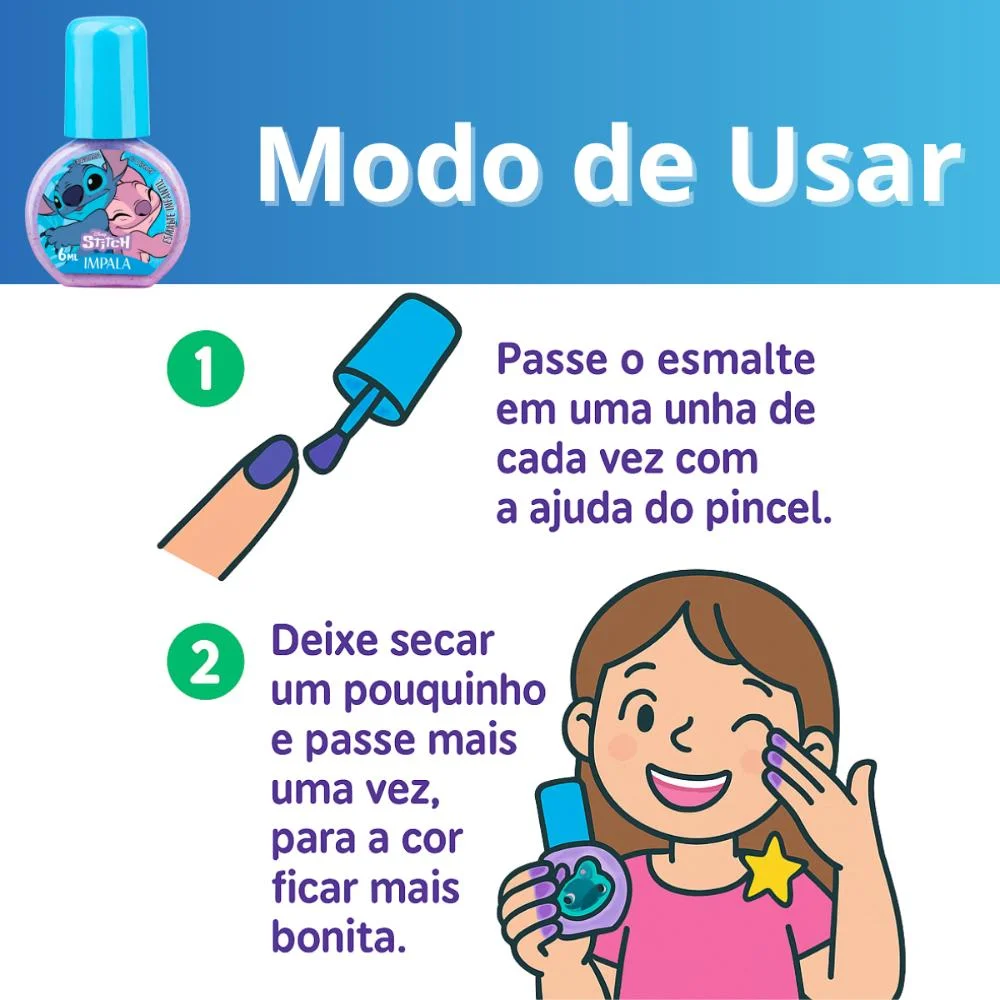 Esmalte Infantil Impala Disney Stitch Nunca Abandonar 6ml Nunca Abandonar 4
