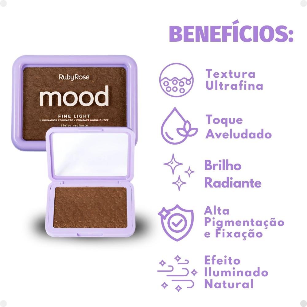 Iluminador Compacto Ruby Rose Mood Fine Light Efeito Radiante Mlf02 Cor MFL02 2