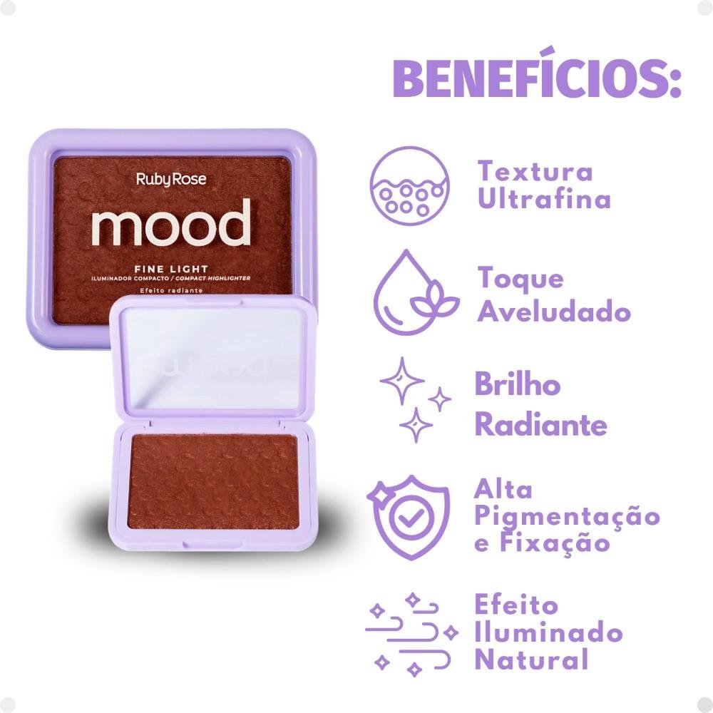 Iluminador Compacto Ruby Rose Mood Fine Light Efeito Radiante Mlf03 Cor MFL03 2