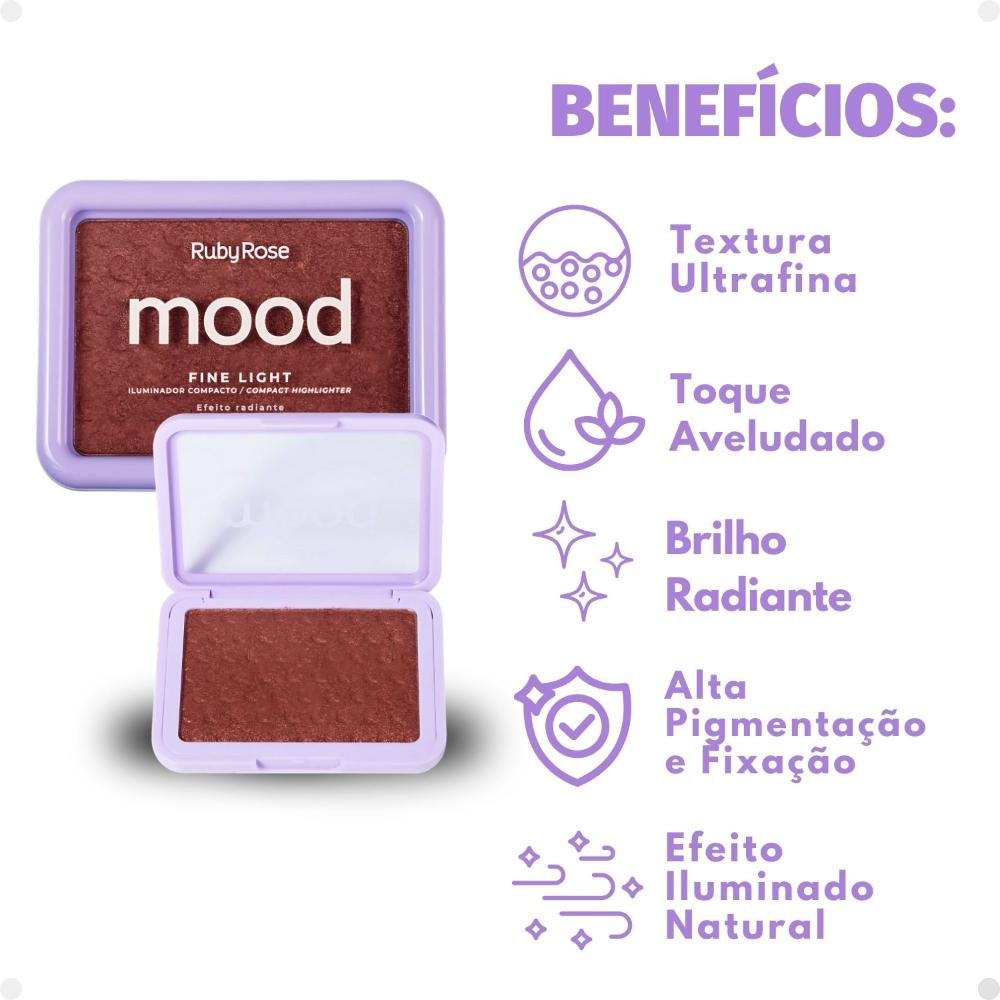 Iluminador Compacto Ruby Rose Mood Fine Light Efeito Radiante Mlf05 Cor MFL05 2