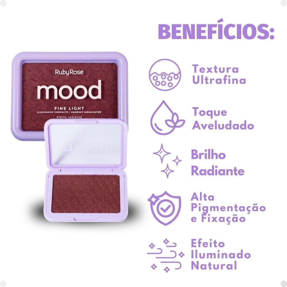 Iluminador Compacto Ruby Rose Mood Fine Light Efeito Radiante Mlf08 Cor MFL08 2