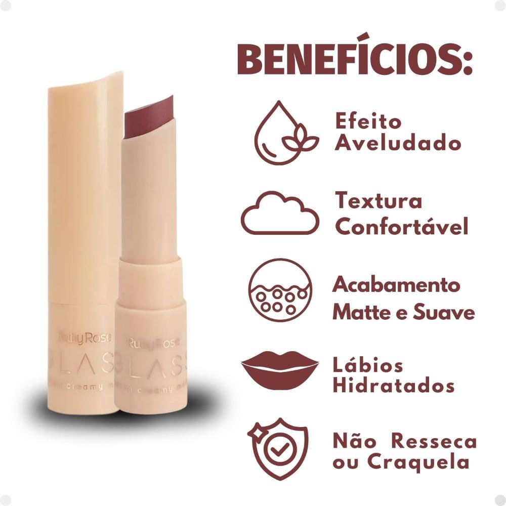 Batom Creamy Matte Ruby Rose Glass GL01 Hb-F567-1 3g Cor GL01 2