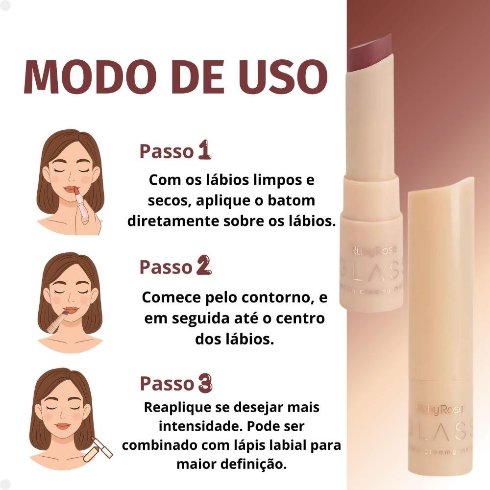 Batom Creamy Matte Ruby Rose Glass GL01 Hb-F567-1 3g Cor GL01 4