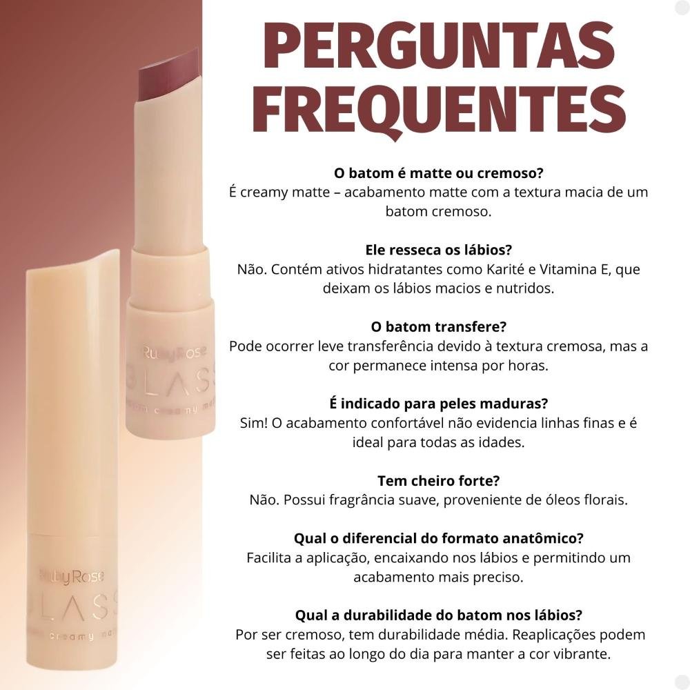 Batom Creamy Matte Ruby Rose Glass GL01 Hb-F567-1 3g Cor GL01 5