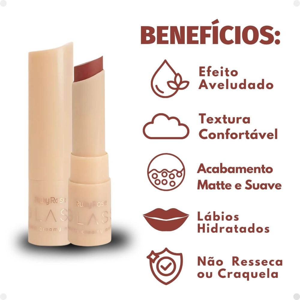 Batom Creamy Matte Ruby Rose Glass GL02 Hb-F567-2 3g Cor GL02 2