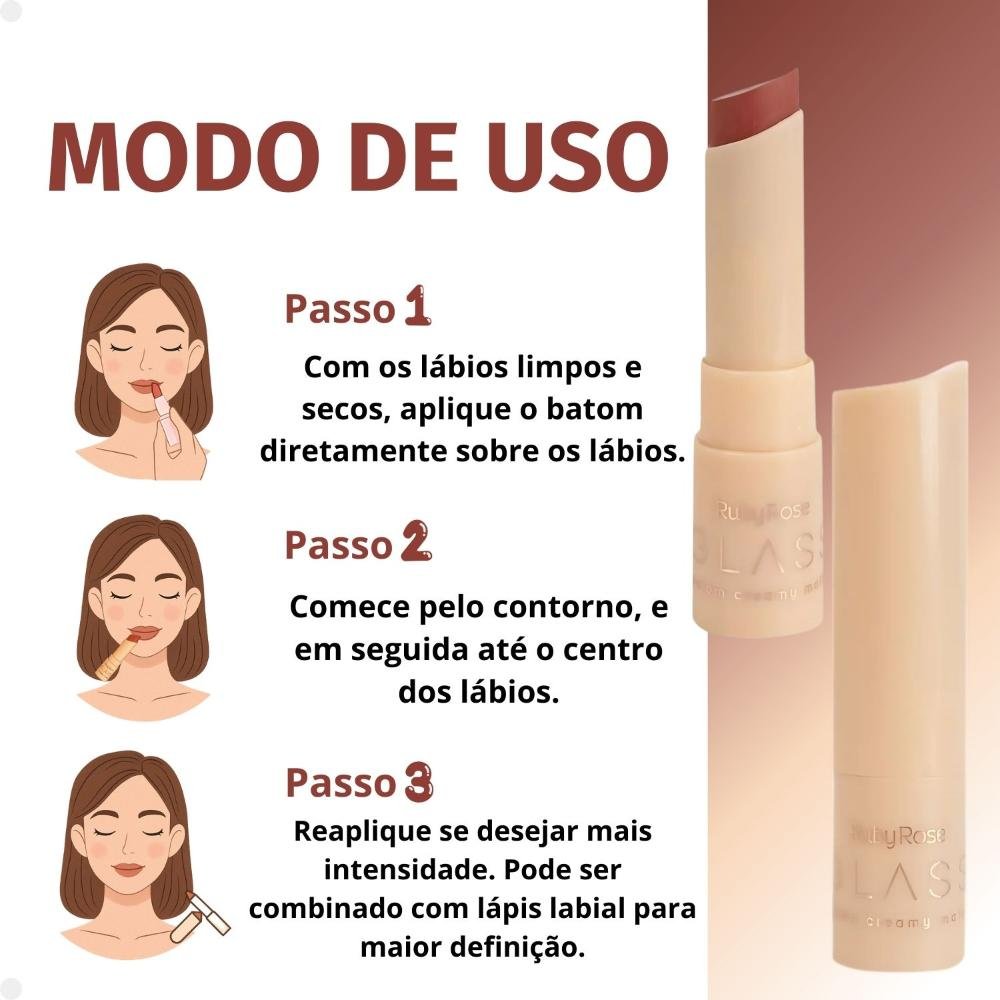 Batom Creamy Matte Ruby Rose Glass GL02 Hb-F567-2 3g Cor GL02 4