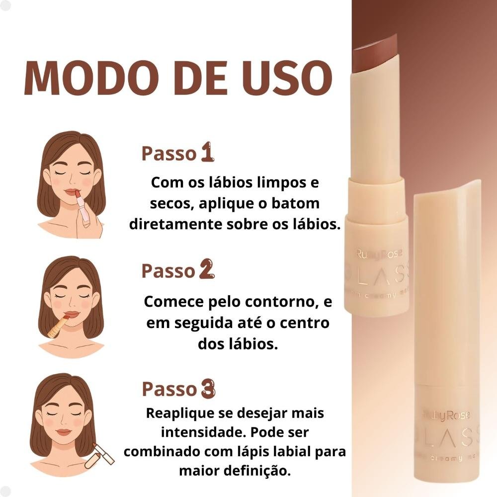 Batom Creamy Matte Ruby Rose Glass GL03 Hb-F567-3 3g 3g 4