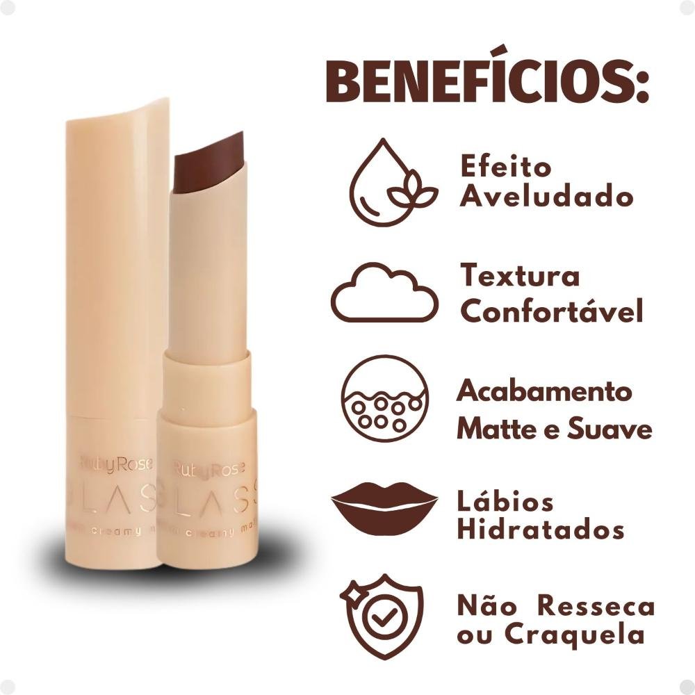 Batom Creamy Matte Ruby Rose Glass GL04 Hb-F567-4 3g Cor GL04 2