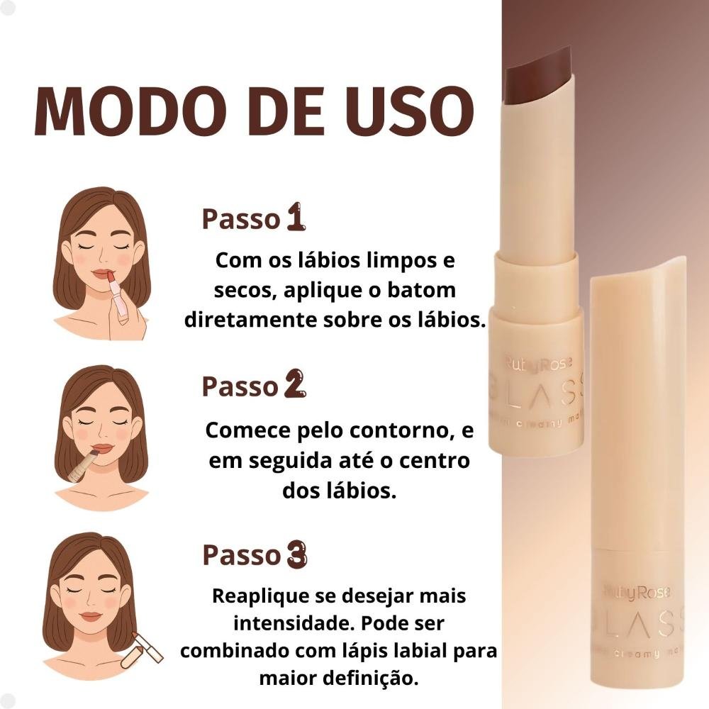 Batom Creamy Matte Ruby Rose Glass GL04 Hb-F567-4 3g Cor GL04 4