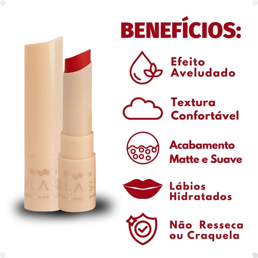 Batom Creamy Matte Ruby Rose Glass GL05 Hb-F567-5 3g Cor GL05 2