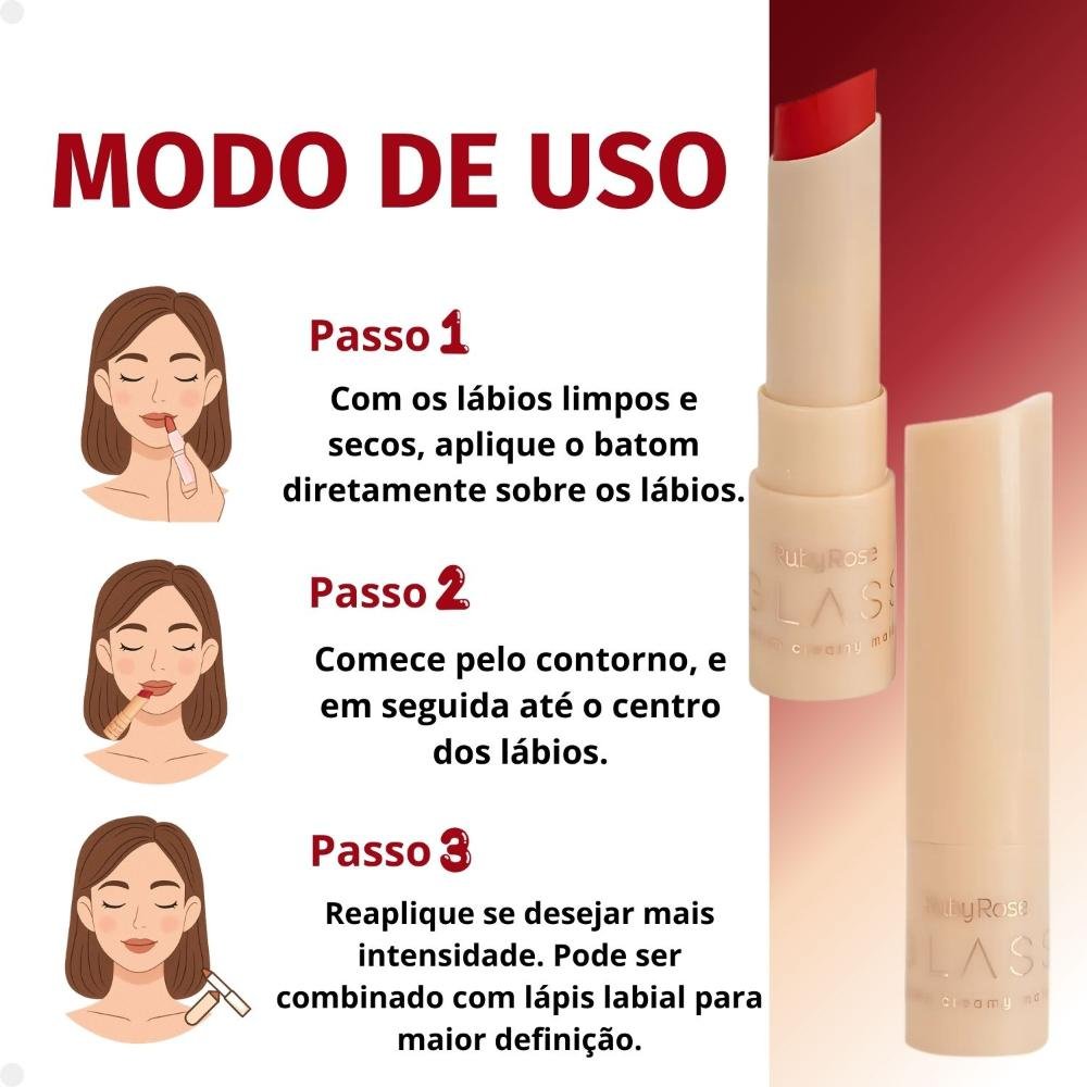 Batom Creamy Matte Ruby Rose Glass GL05 Hb-F567-5 3g Cor GL05 4