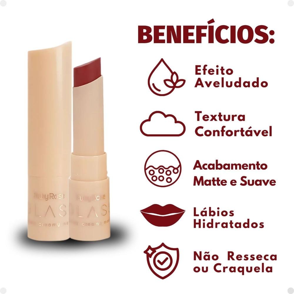 Batom Creamy Matte Ruby Rose Glass GL06 Hb-F567-6 3g Cor GL06 2