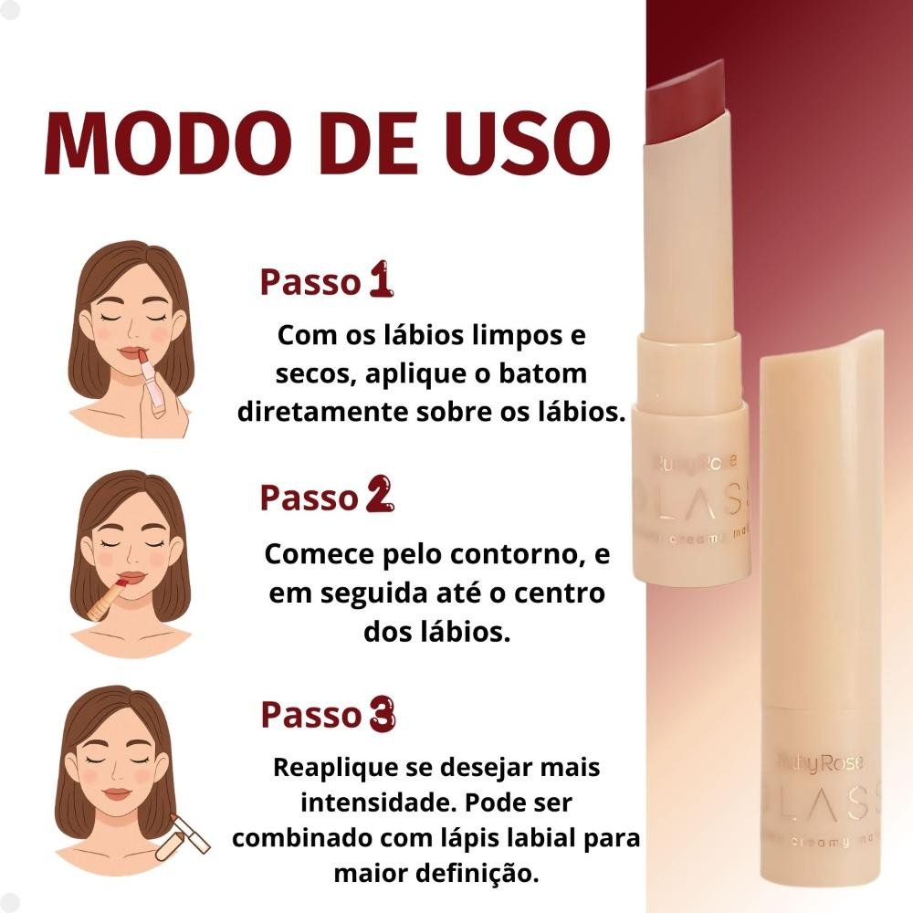 Batom Creamy Matte Ruby Rose Glass GL06 Hb-F567-6 3g Cor GL06 4