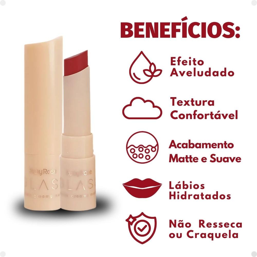 Batom Creamy Matte Ruby Rose Glass GL07 Hb-F567-7 3g Cor GL07 2