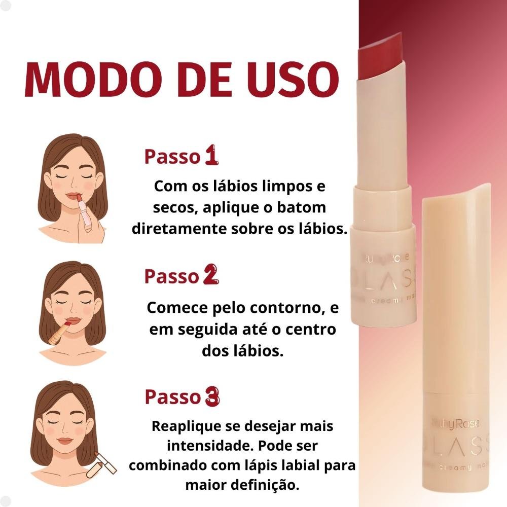Batom Creamy Matte Ruby Rose Glass GL07 Hb-F567-7 3g Cor GL07 4
