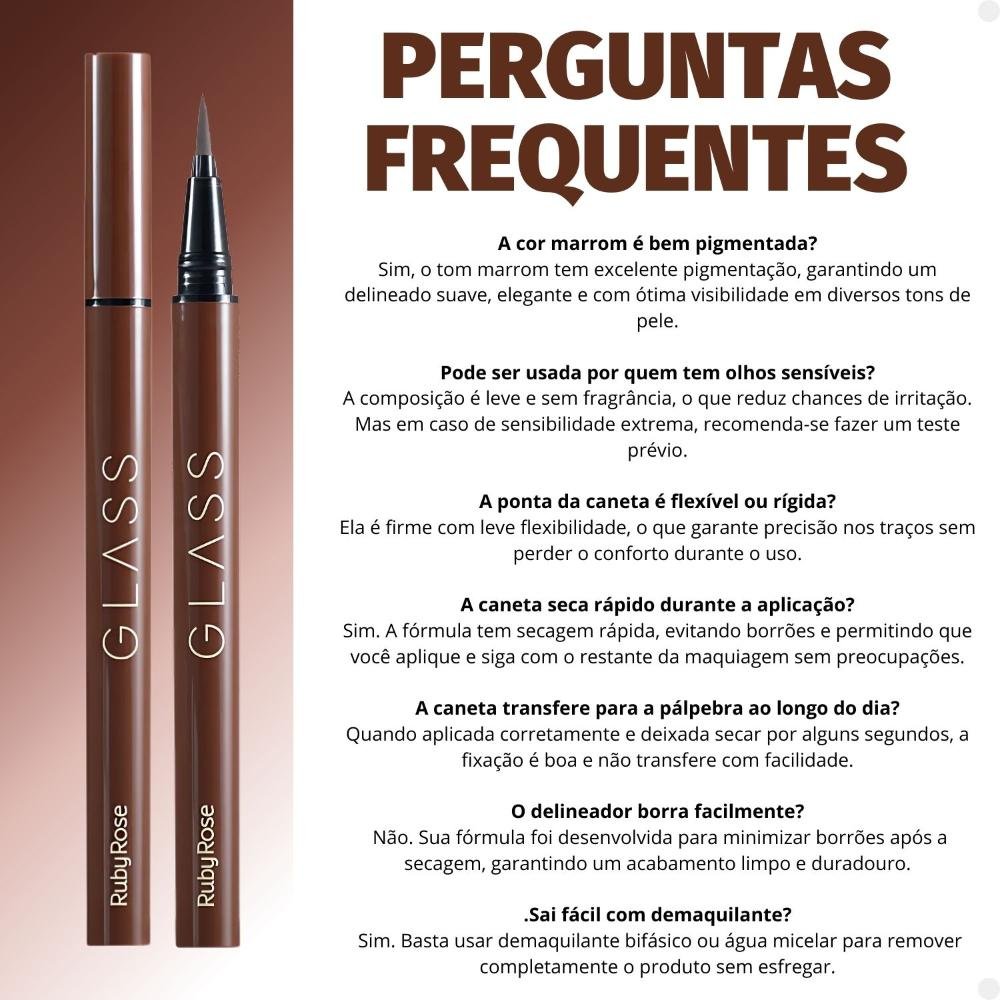 Caneta Delineadora Marrom Ruby Rose Glass Dark Brown Be02 6g Hb-527-2 Dark Brown 5