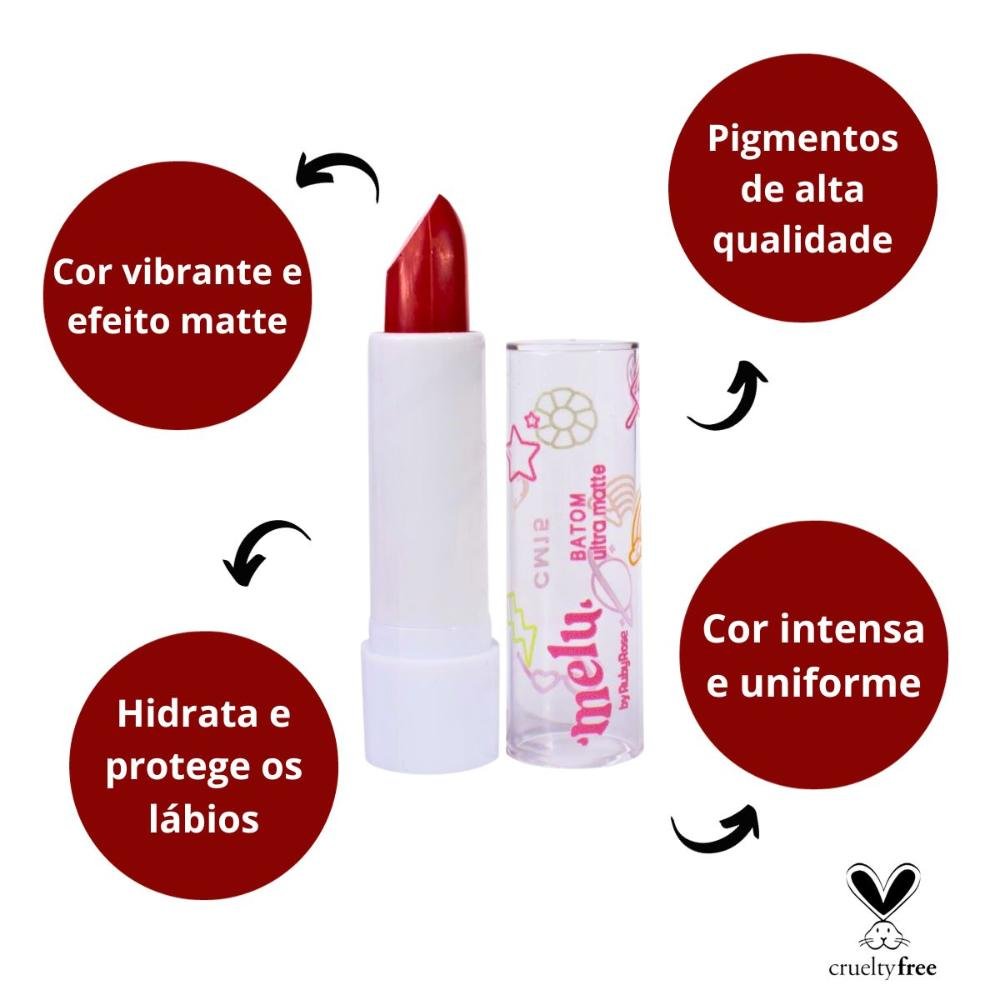 Batom Ultra Matte Melu By Ruby Rose Cm15 3,8g Vermelho 2