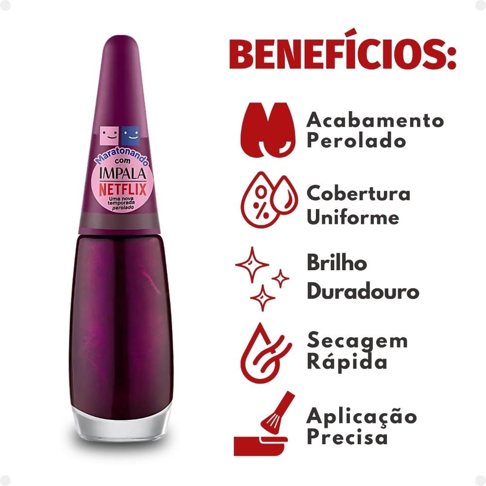 Esmalte Perolado Impala Netflix Maratonando Uma Nova Temporada 7,5ml 7,5ml 2