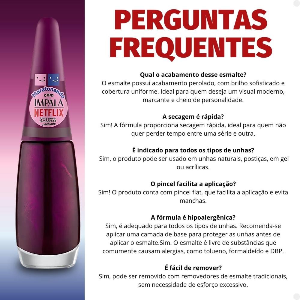 Esmalte Perolado Impala Netflix Maratonando Uma Nova Temporada 7,5ml 7,5ml 5