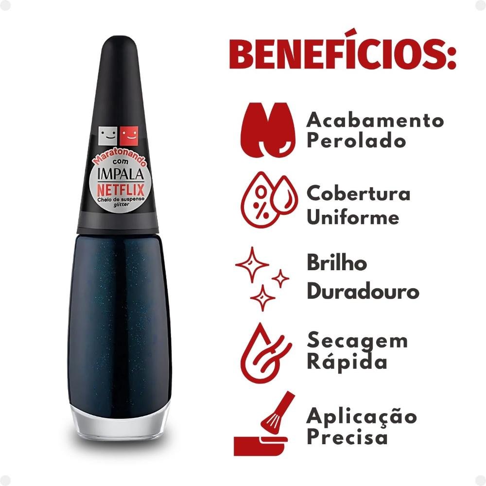 Esmalte Perolado Impala Netflix Maratonando Cheio de Suspense 7,5ml Cheio de Suspense 2