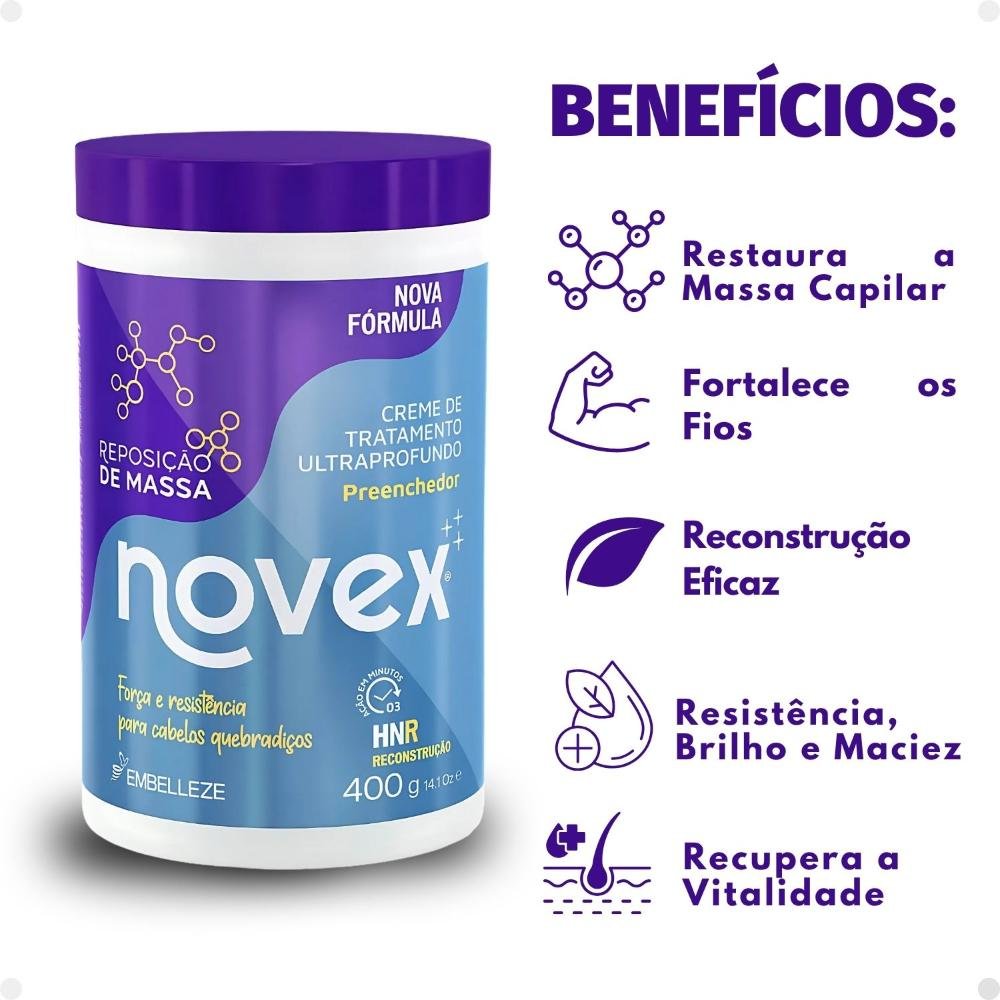 Creme De Tratamento Embelleze Novex Reposição De Massa 400g 400g 2