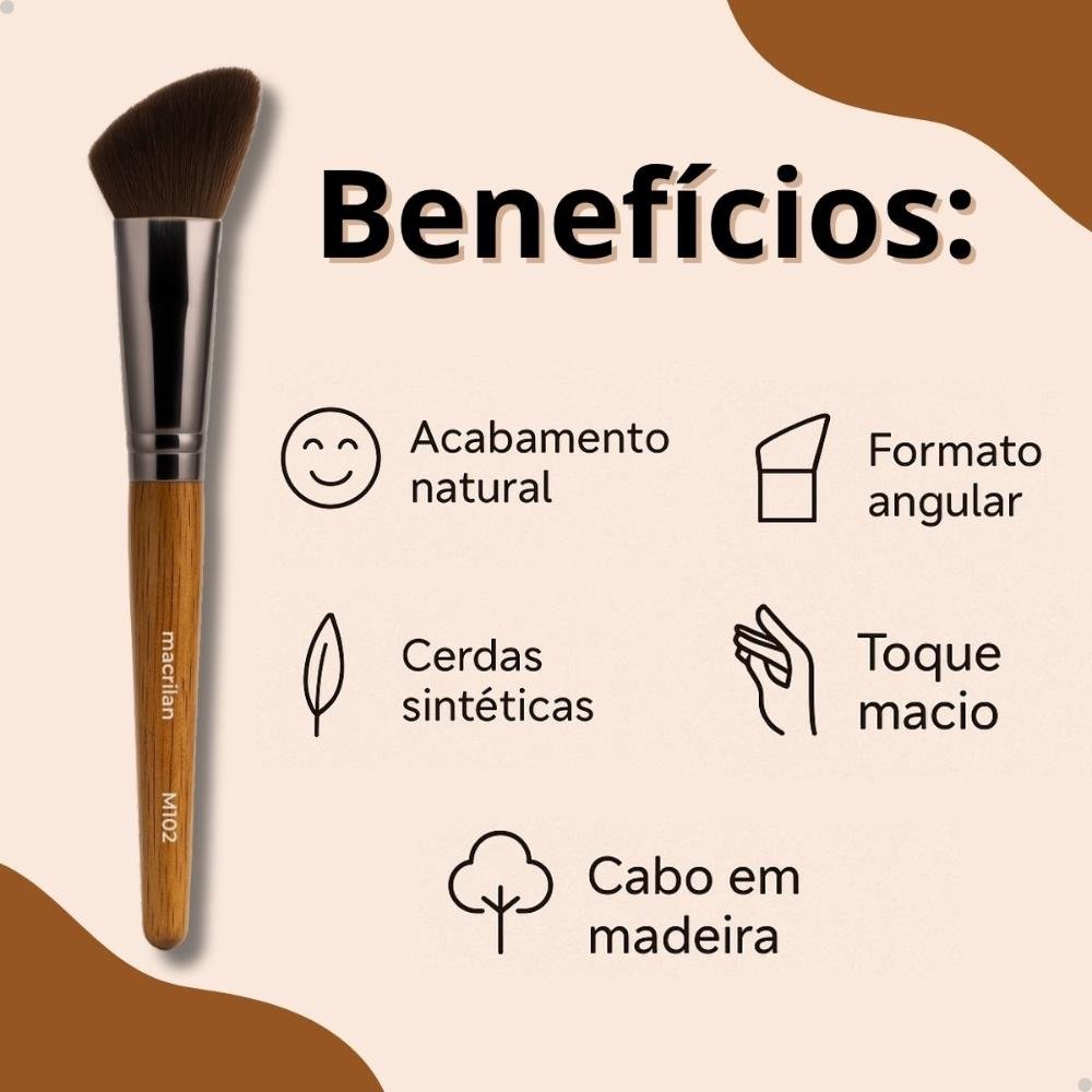 Pincel Blush Macrilan Linha Madeira M-102 ÚNICO 2