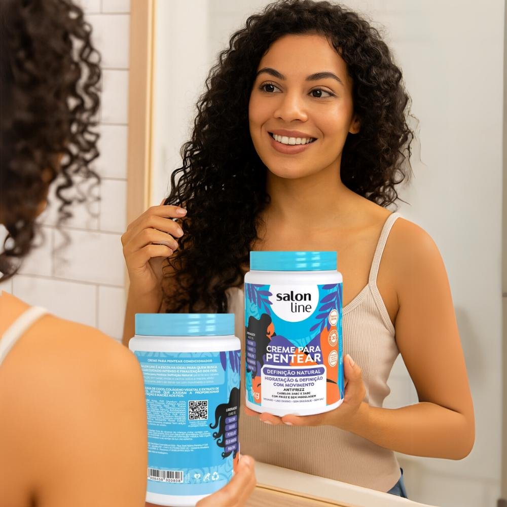 Kit Salon Line Definição Natural: 3 Creme Para Pentear 1kg ÚNICO 3