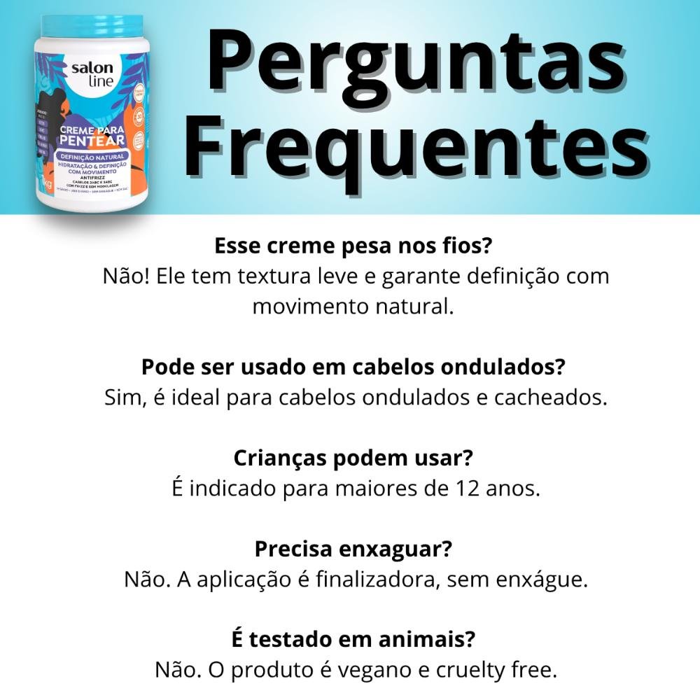 Kit Salon Line Definição Natural: 3 Creme Para Pentear 1kg ÚNICO 5