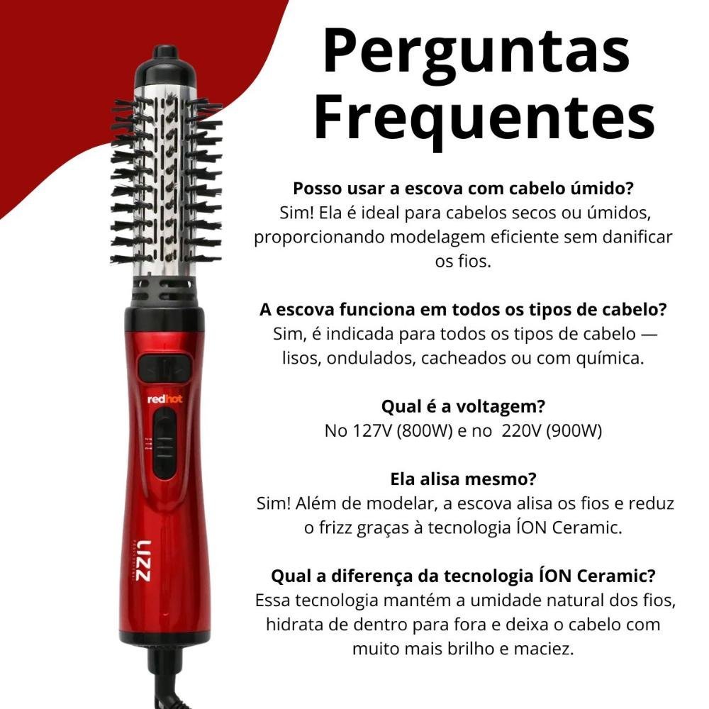 Escova Rotativa Lizz Red Hot 900W Bivolt Vermelho 6