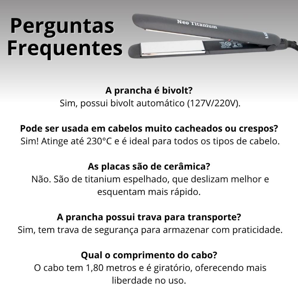 Prancha Lizz Neo Titanium Cinza 230°C Bivolt Bivolt 7