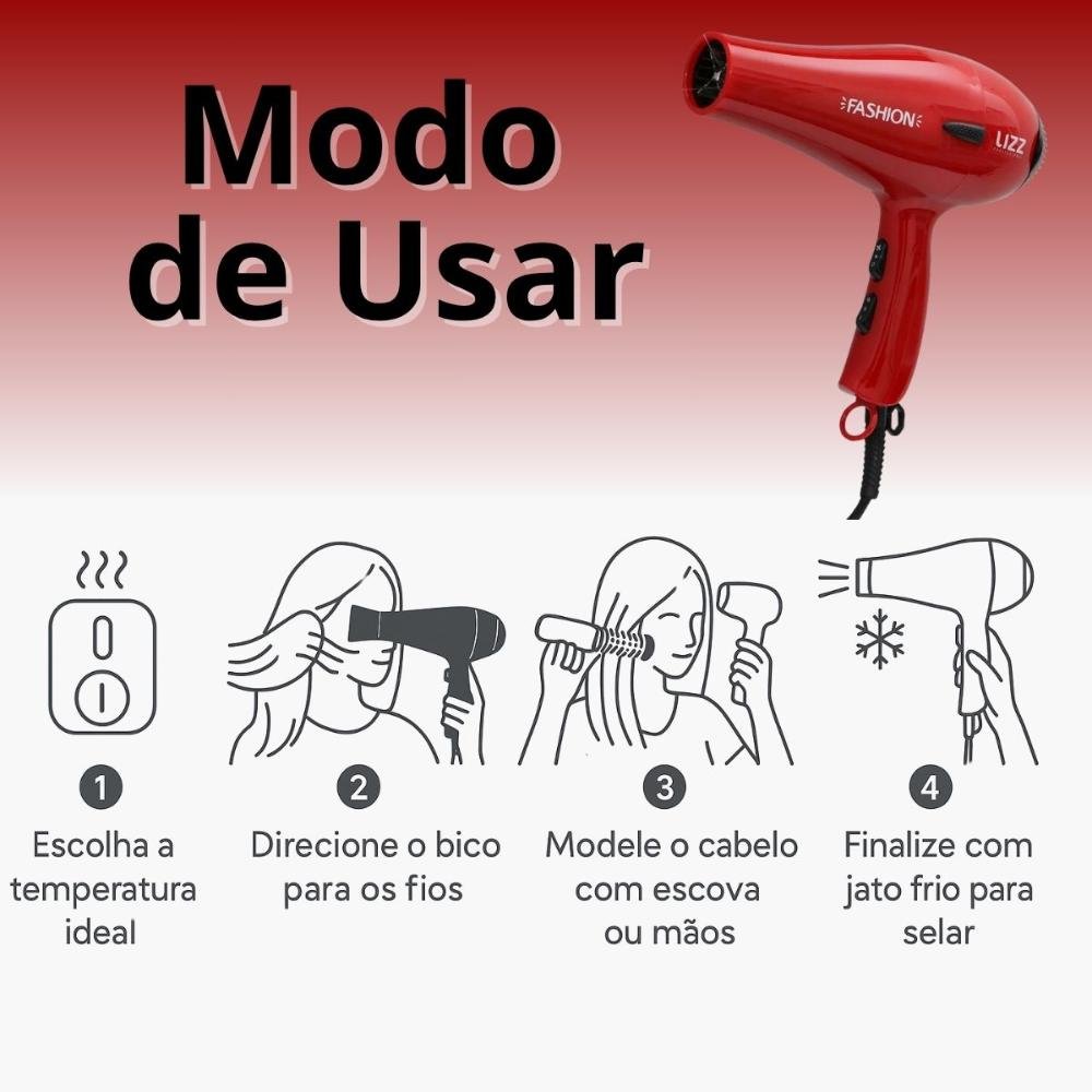 Secador Lizz Fashion Vermelho 2200w 220v 220V 6