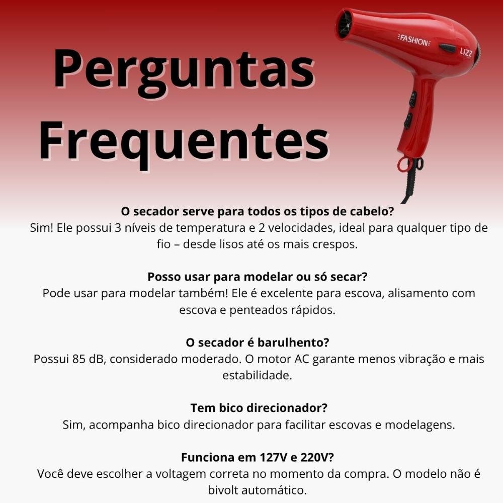 Secador Lizz Fashion Vermelho 2200w 220v 220V 7