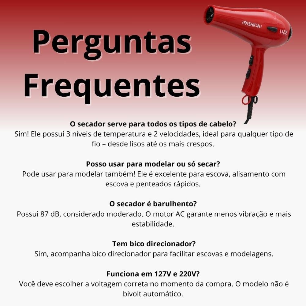 Secador Lizz Fashion Vermelho 2150w 127v 127V 7